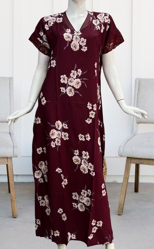 Silk Maxi Nightgown - Navy Blue